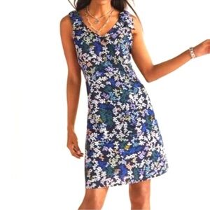 CAbi Multicolored Floral Print Bow Strap Sleeveless Tank Dress SZ Small Beach